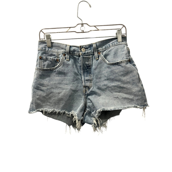 Levi Strauss 501 Button Fly Cutoff Denim Jean Shorts Size 28 Womens Boho Western - Picture 1 of 7